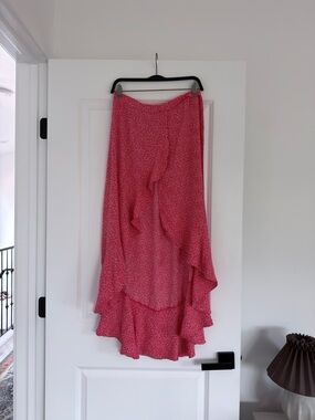 & Other Stories Red Floral Midi Skirt Size 2